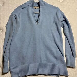 LOFT Soft Blue Knit Sweater with Zipper